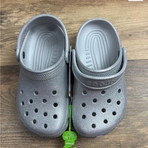 CROCS Kids Silver Glitter Classic Clog